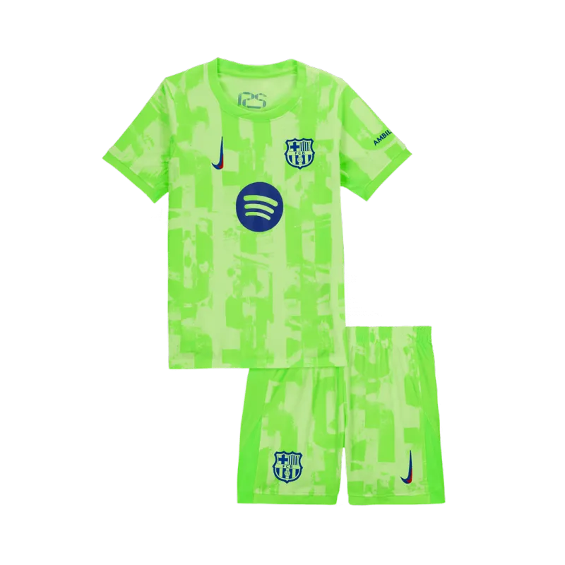 Barcelona Third Away Kids Soccer Jerseys Kit 2024/25 – UCL (Spotify Logo Without Text)