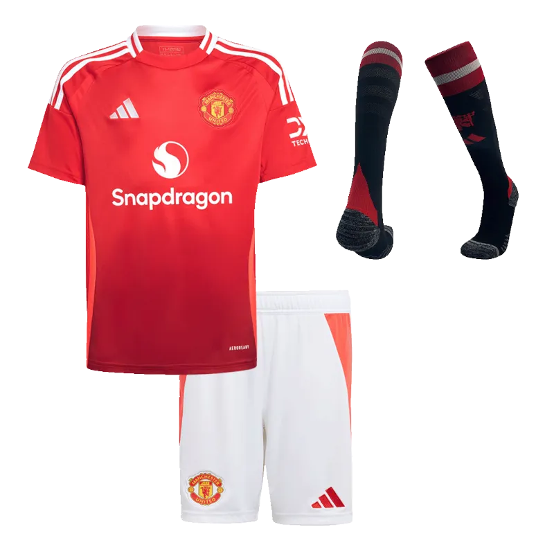 Manchester United Home Kids Soccer Jerseys Full Kit 2024/25