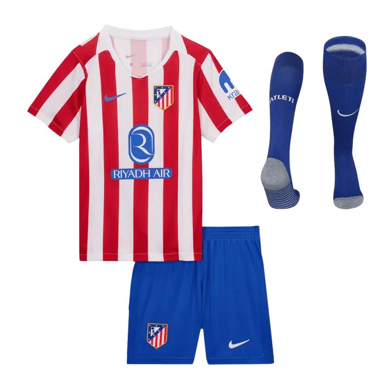 Atletico Madrid Home Kids Soccer Jerseys Full Kit 2025/26