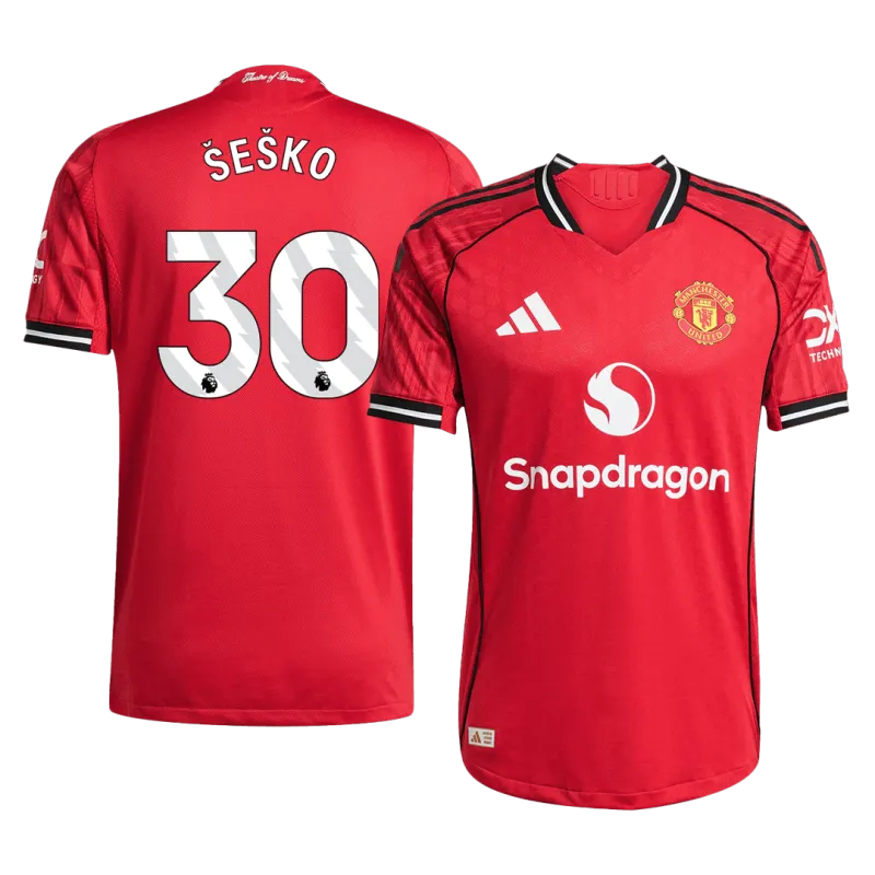 ŠEŠKO #30 Manchester United Home Authentic Soccer Jersey 2025/26