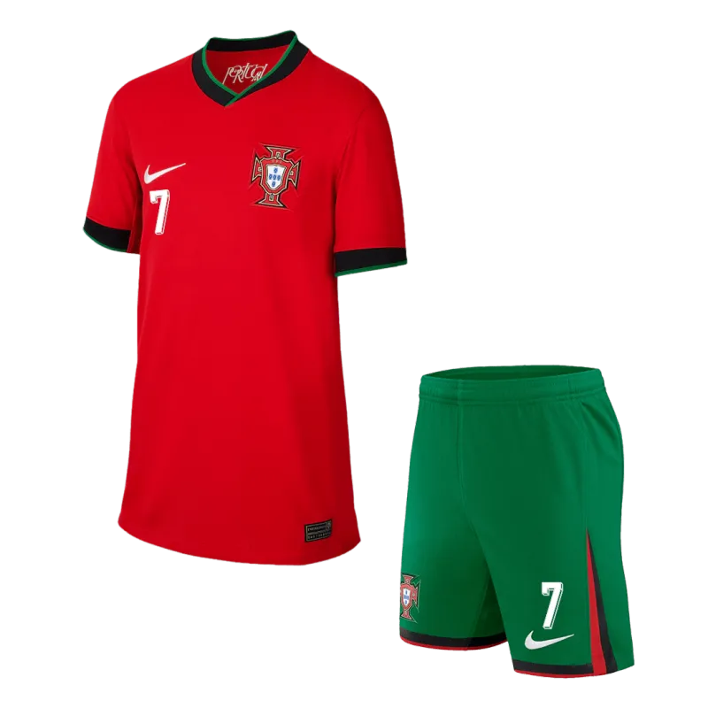 RONALDO #7 Portugal Home Kids Soccer Jerseys Kit EURO 2024