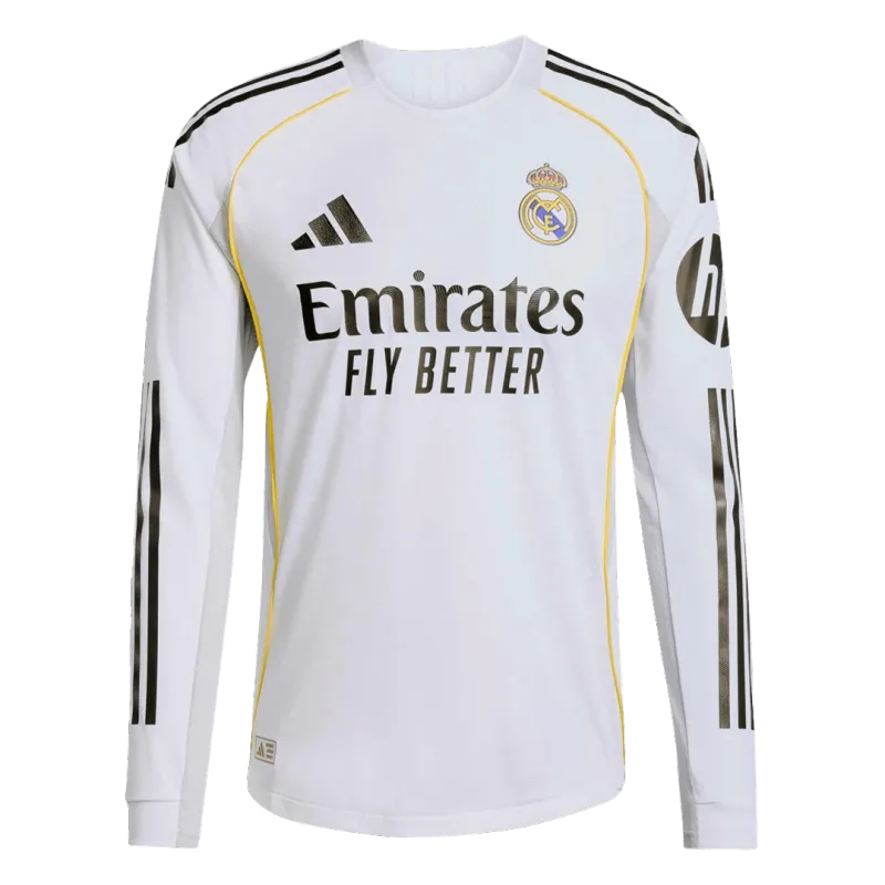 Player Version Real Madrid Home Long Sleeve Soccer Jersey 2025/26