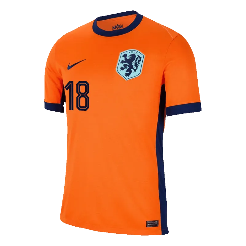 MALEN #18 Netherlands Home Soccer Jersey EURO 2024