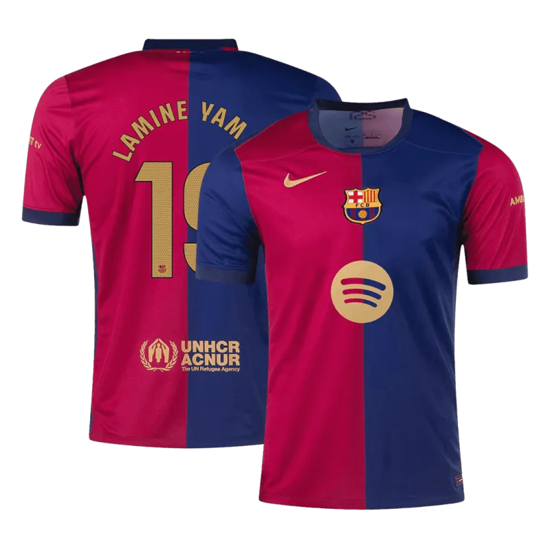 LAMINE YAMAL #19 Barcelona Home Soccer Jersey 2024/25 – Spotify Logo Without Text