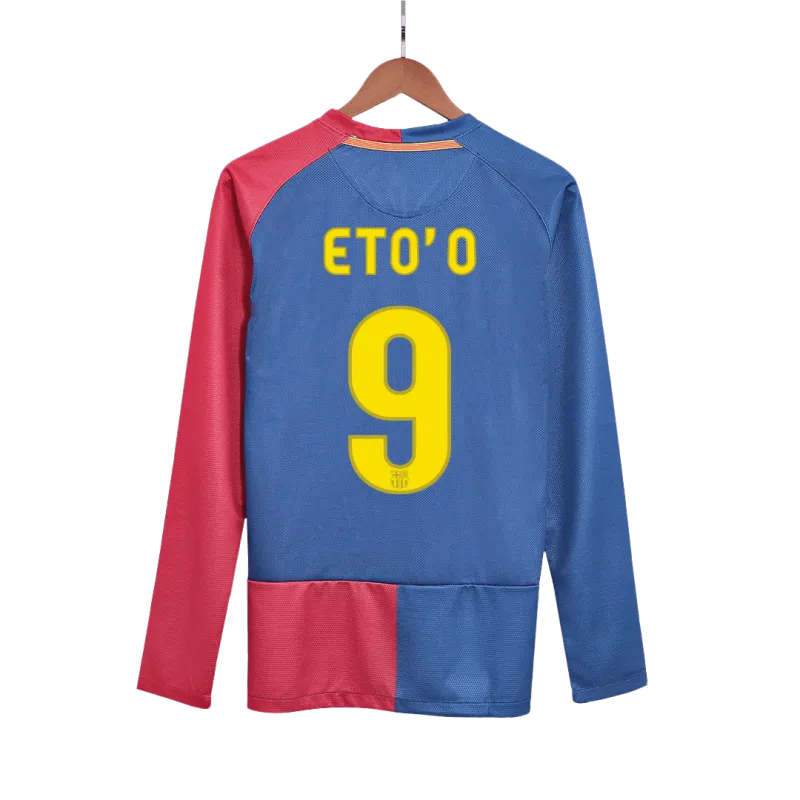 Vintage Soccer Jersey ETO’O #9 Barcelona Home Long Sleeve 2008/09 – UCL Final