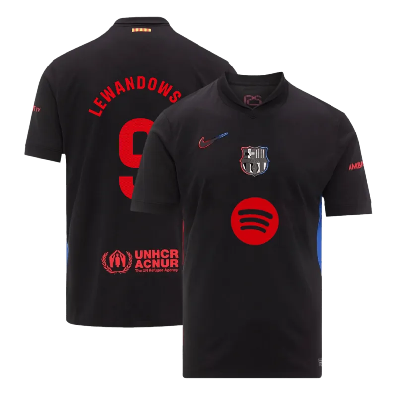 LEWANDOWSKI #9 Barcelona Away Soccer Jersey 2024/25- Spotify Logo Without Text