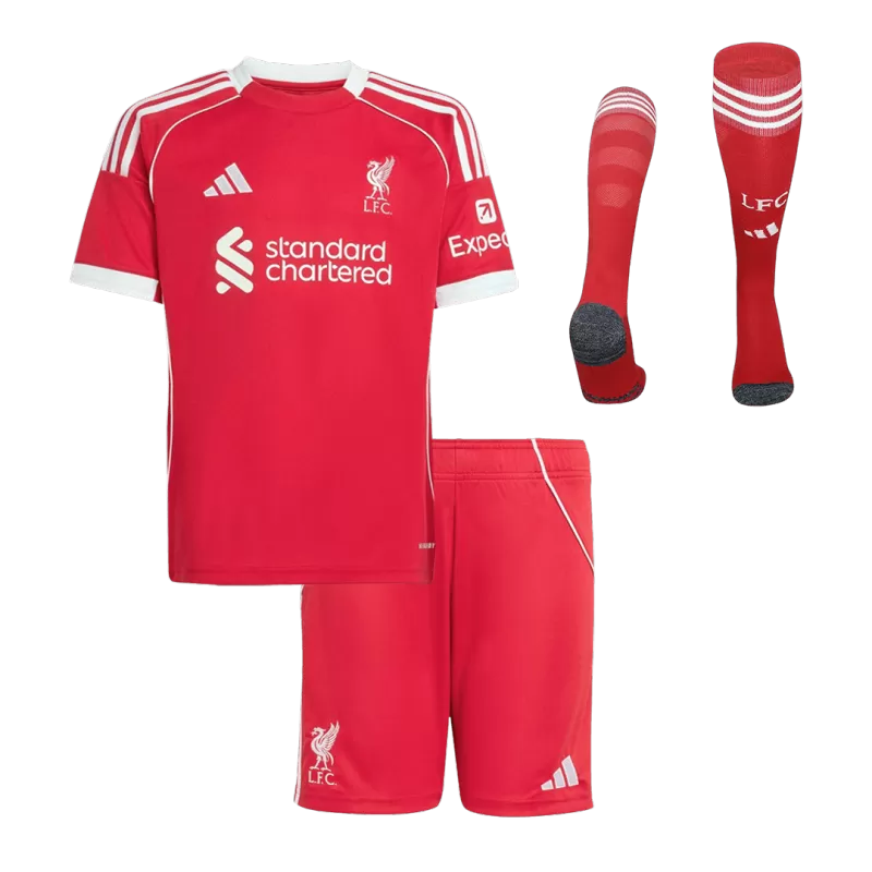 Liverpool Home Kids Soccer Jerseys Full Kit 2025/26