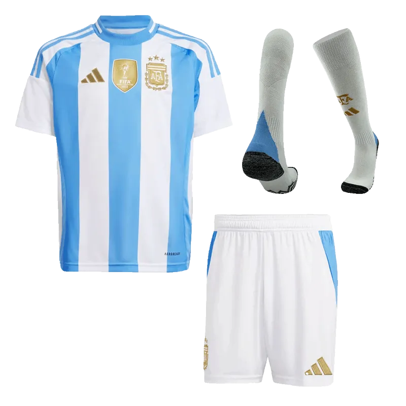 Argentina Home Kids Soccer Jerseys Full Kit 2024
