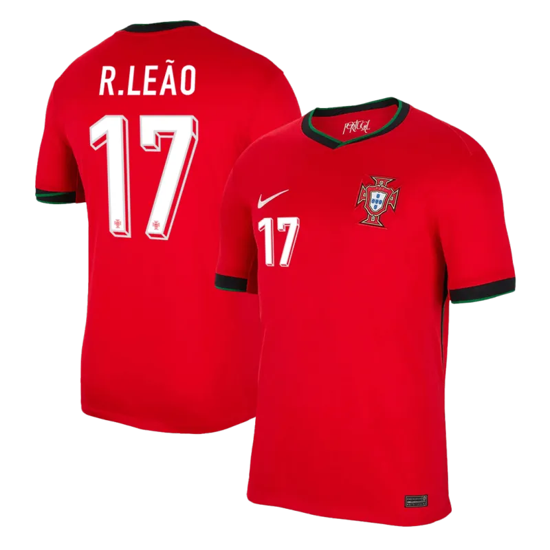 R.LEÃO #17 Portugal Home Soccer Jersey EURO 2024