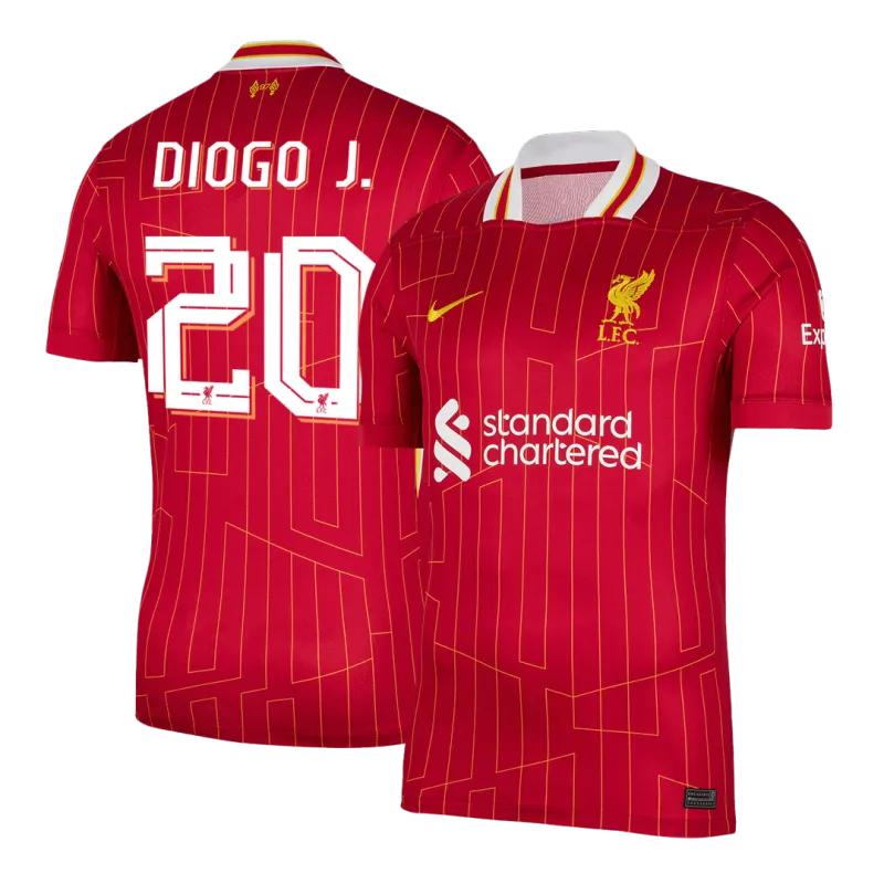 DIOGO J. #20 Liverpool Home Soccer Jersey 2024/25 -UCL