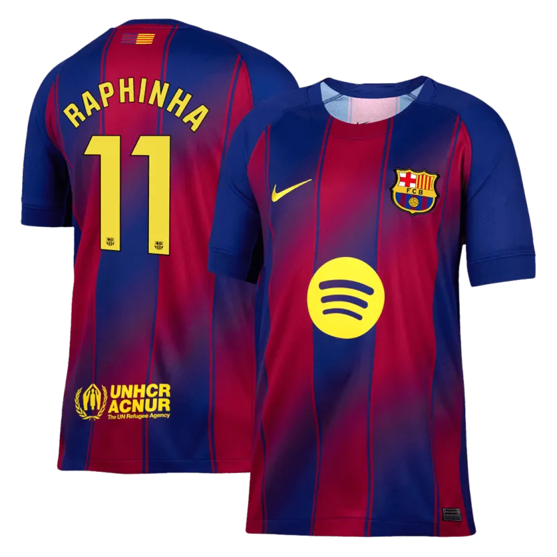 RAPHINHA #11 Barcelona Home Soccer Jersey 2025/26