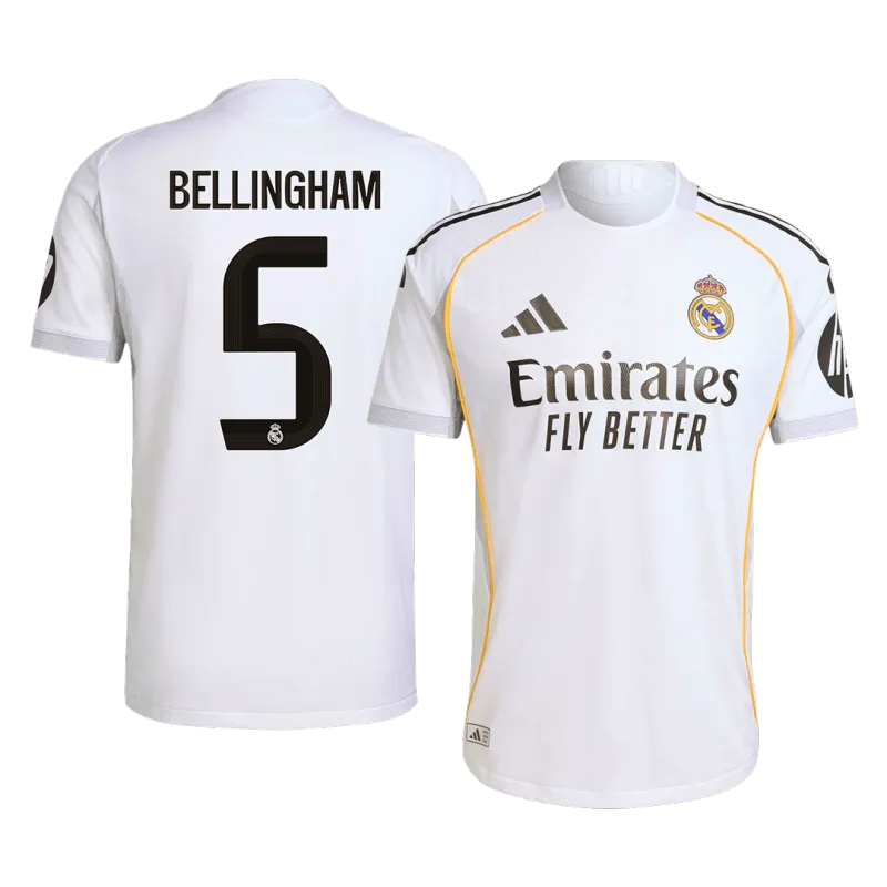 BELLINGHAM #5 Real Madrid Home Authentic Soccer Jersey 2025/26