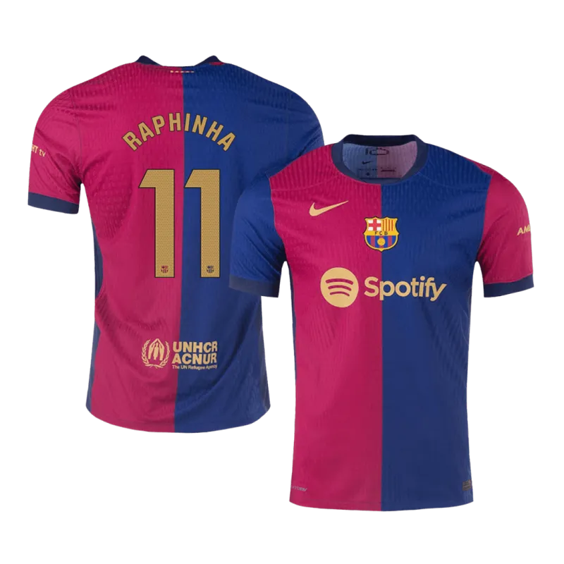 RAPHINHA #11 Barcelona Home Authentic Soccer Jersey 2024/25
