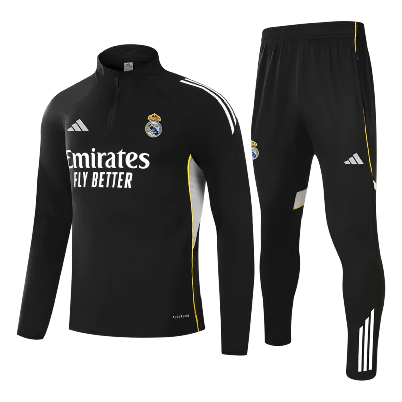 Real Madrid 1/4 Zip Tracksuit 2025/26 Kids Black