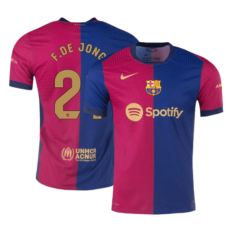 F.DE JONG #21 Barcelona Home Authentic Soccer Jersey 2024/25