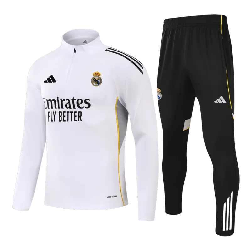 Real Madrid 1/4 Zip Tracksuit 2025/26 Kids White