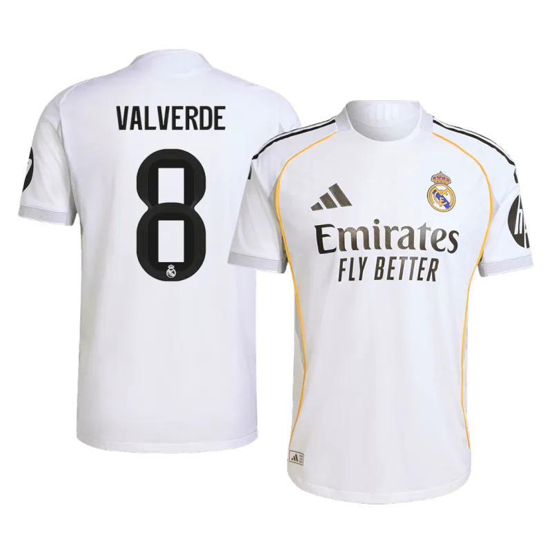 VALVERDE #8 Real Madrid Home Authentic Soccer Jersey 2025/26