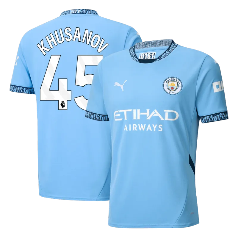 KHUSANOV #45 Manchester City Home Soccer Jersey 2024/25