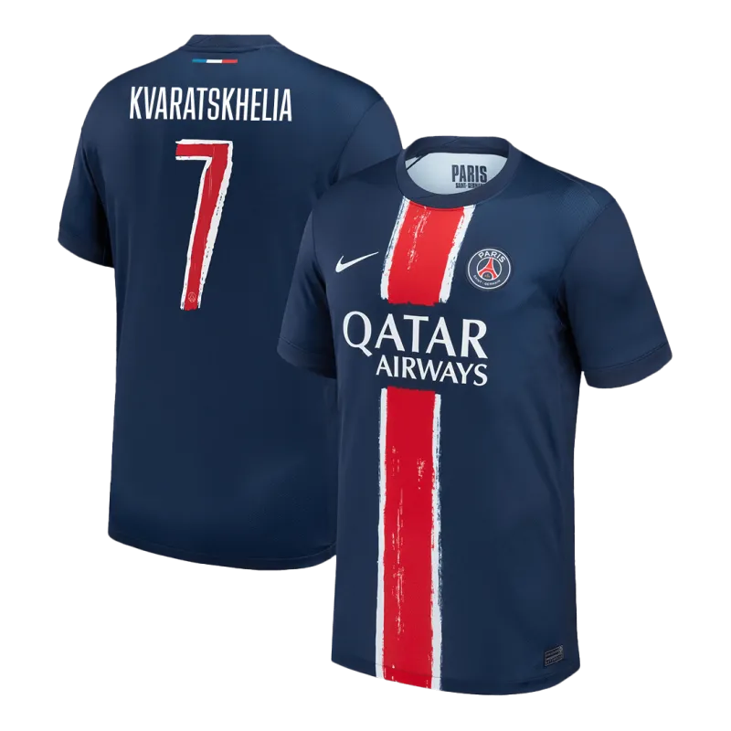 KVARATSKHELIA #7 PSG Home Soccer Jersey 2024/25 -UCL