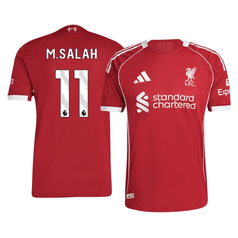 M.SALAH #11 Liverpool Home Authentic Soccer Jersey 2025/26