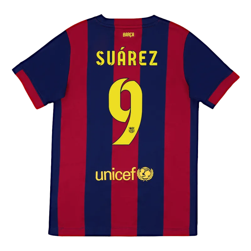 Vintage Soccer Jersey SUÁREZ #9 Barcelona Home 2014/15