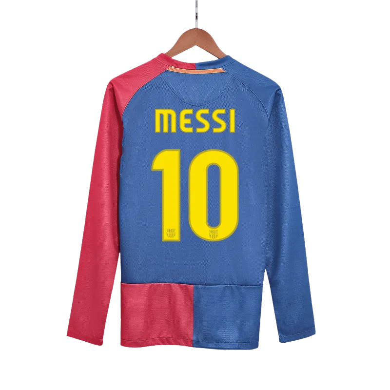 Vintage Soccer Jersey MESSI #10 Barcelona Home Long Sleeve 2008/09 – UCL Final