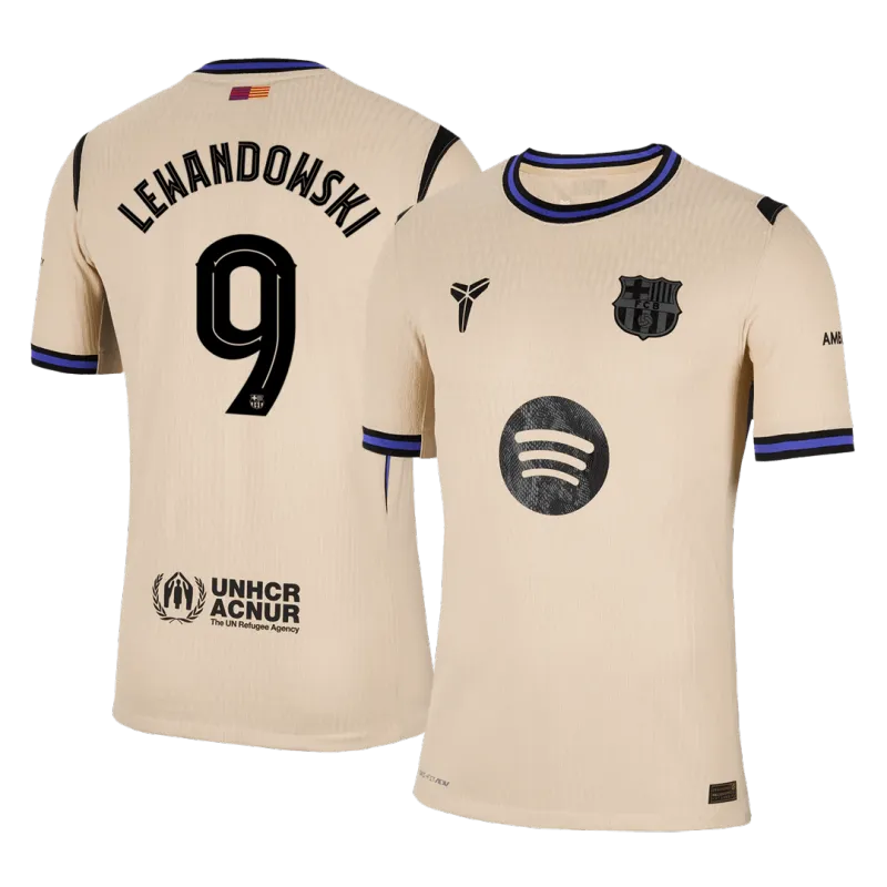 LEWANDOWSKI #9 Barcelona Away Authentic Soccer Jersey 2025/26 – UCL