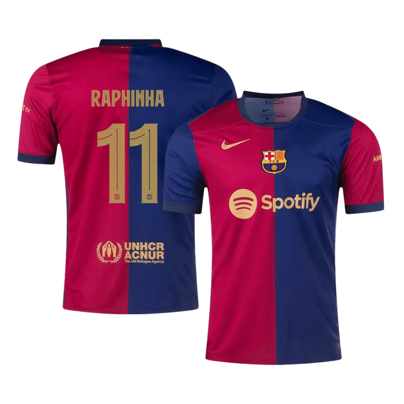 RAPHINHA #11 Barcelona Home Soccer Jersey 2024/25 – UCL