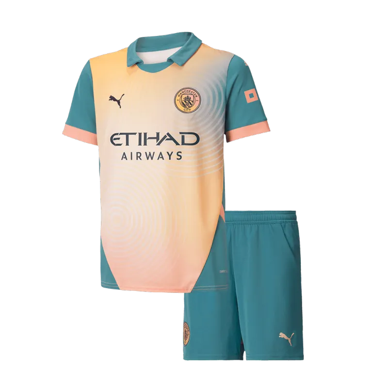 Manchester City Fourth Away Kids Soccer Jerseys Kit 2024/25- Definitely City (UCL)