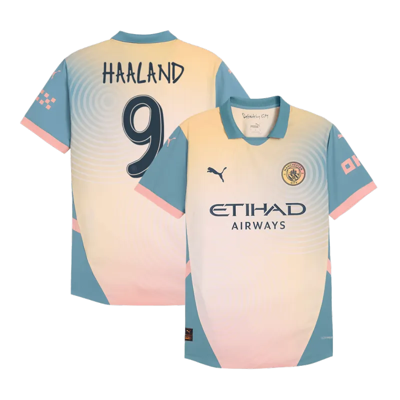 HAALAND #9 Manchester City Fourth Away Authentic Soccer Jersey 2024/25- Definitely City (UCL)