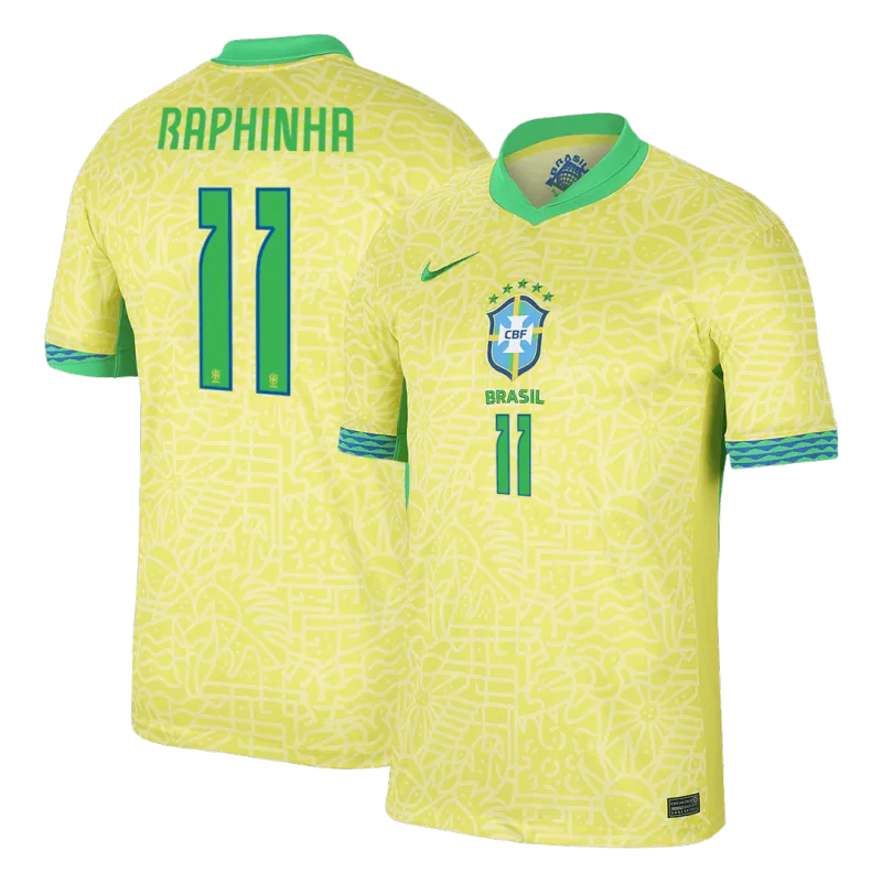 RAPHINHA #11 Brazil Home Soccer Jersey Copa America 2024